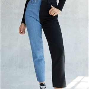 PacSun Eco Black Two-Tone High Waisted Straight Leg Jeans